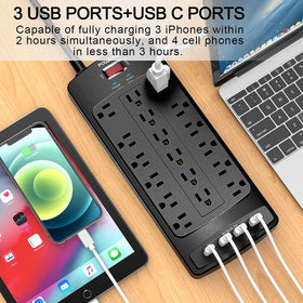 POWSAV close-up of widely spaced outlets accommodating large power bricks