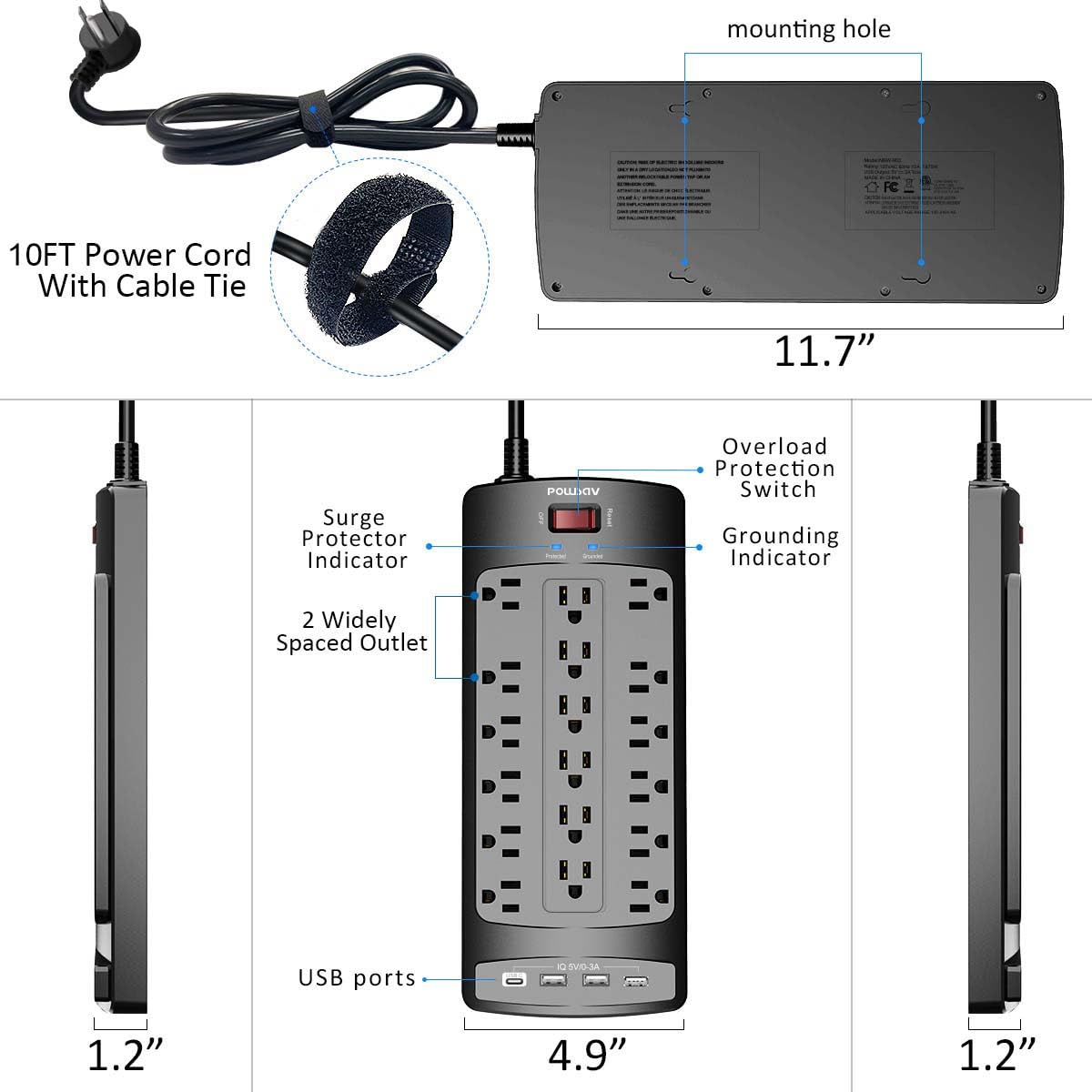 POWSAV retail box and instruction manual for quick setup and warranty info