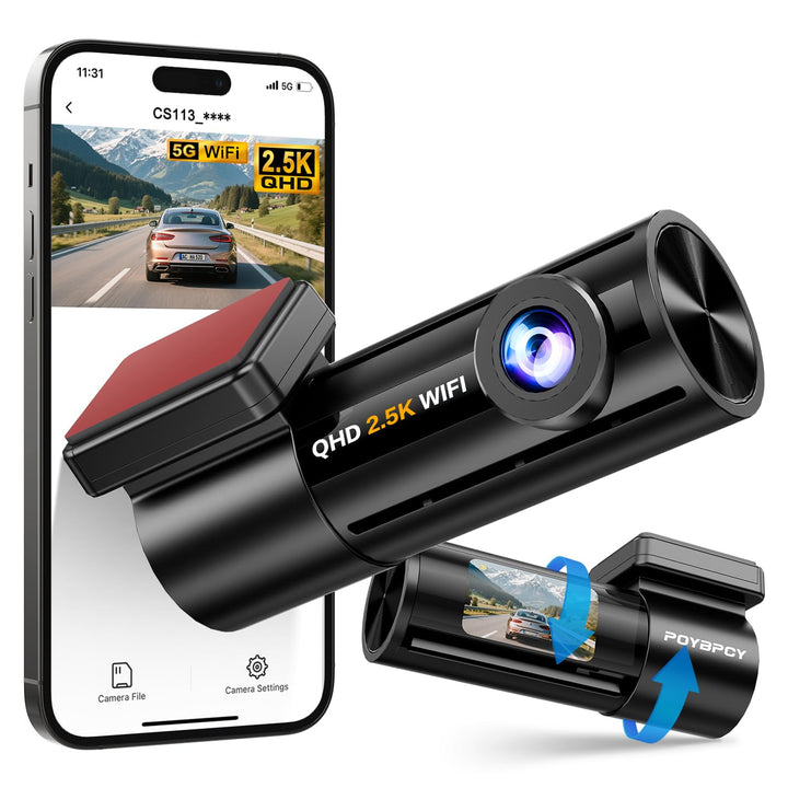 POYBPCY front dash cam low-profile view showing discreet installation benefit