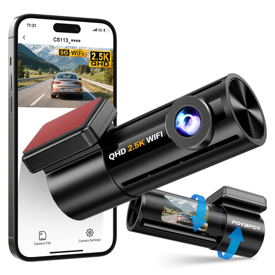 POYBPCY front dash cam low-profile view showing discreet installation benefit