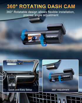 POYBPCY dash cam beside phone and key for compact size reference