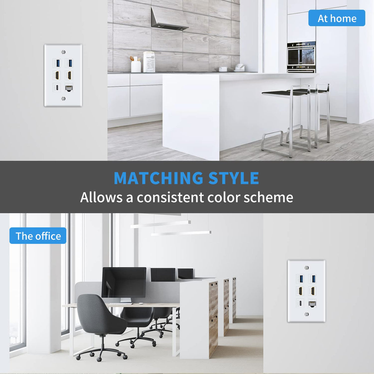 Poyiccot wall plate Cat6 keystone back view supports reliable Ethernet.
