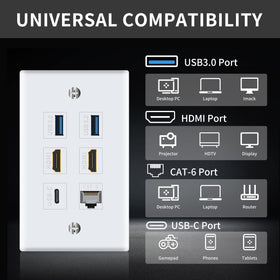 Poyiccot wall plate USB 3.0 keystone for fast data transfer.