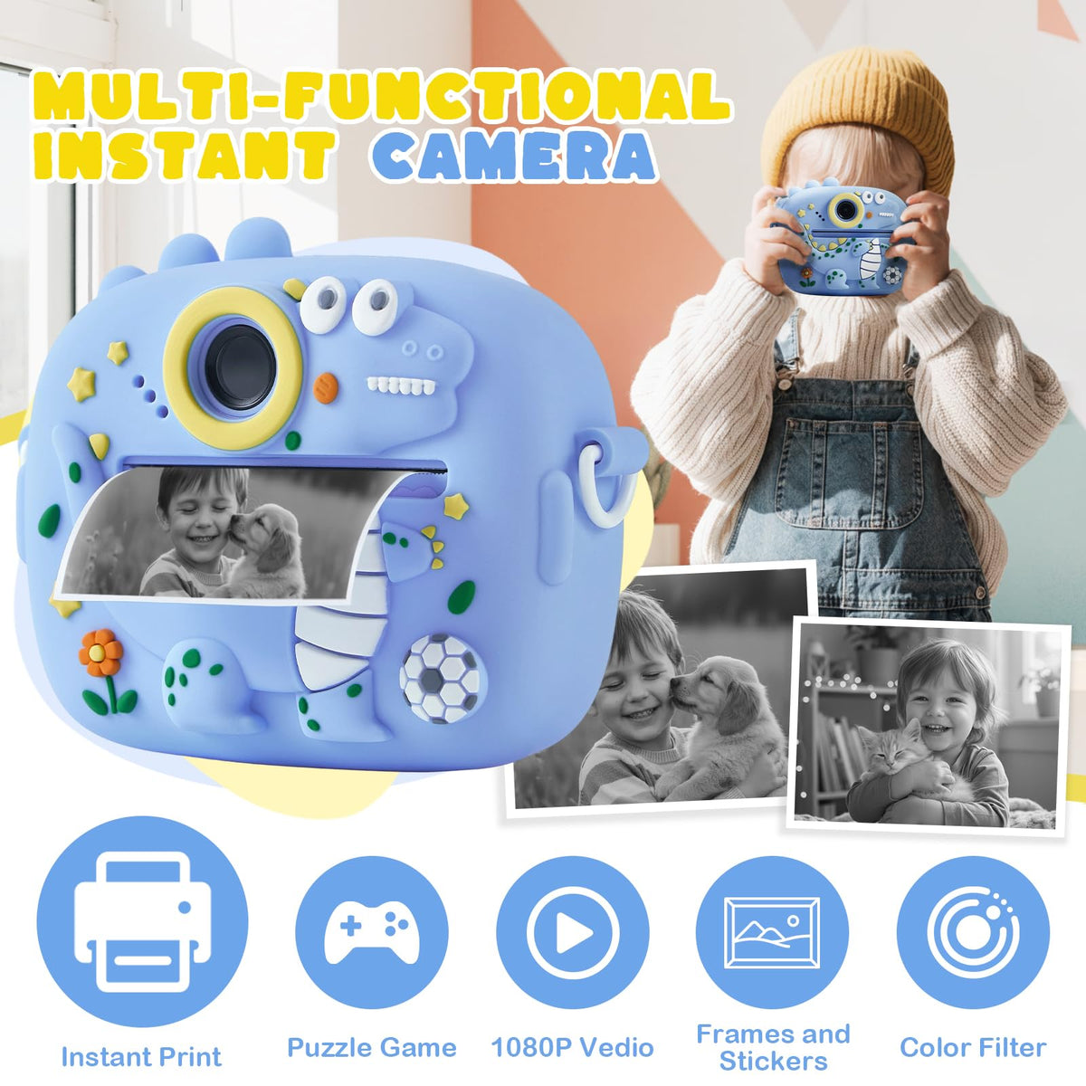 POZMTIORE instant print feature enables quick physical photos during play.