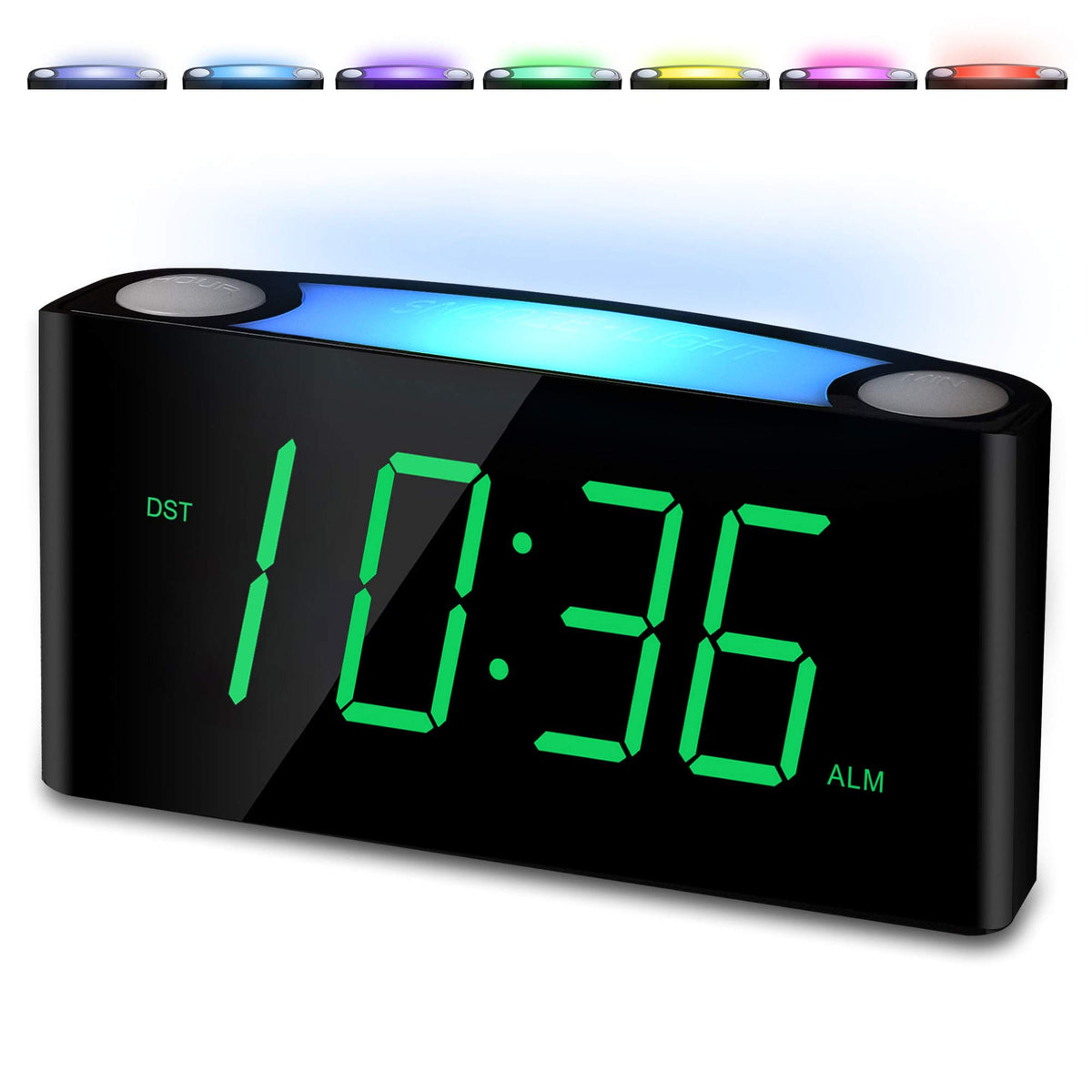 PPLEE alarm clock with bedroom large display for easy time viewing from across the room