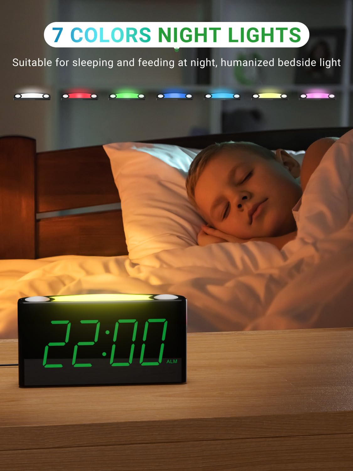 PPLEE alarm clock large display with dimmer brightness control