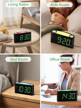 PPLEE alarm clock built-in USB ports for charging devices at night