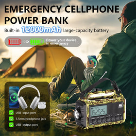 PPLEE hand crank being turned, ensures power when batteries or sunlight are unavailable