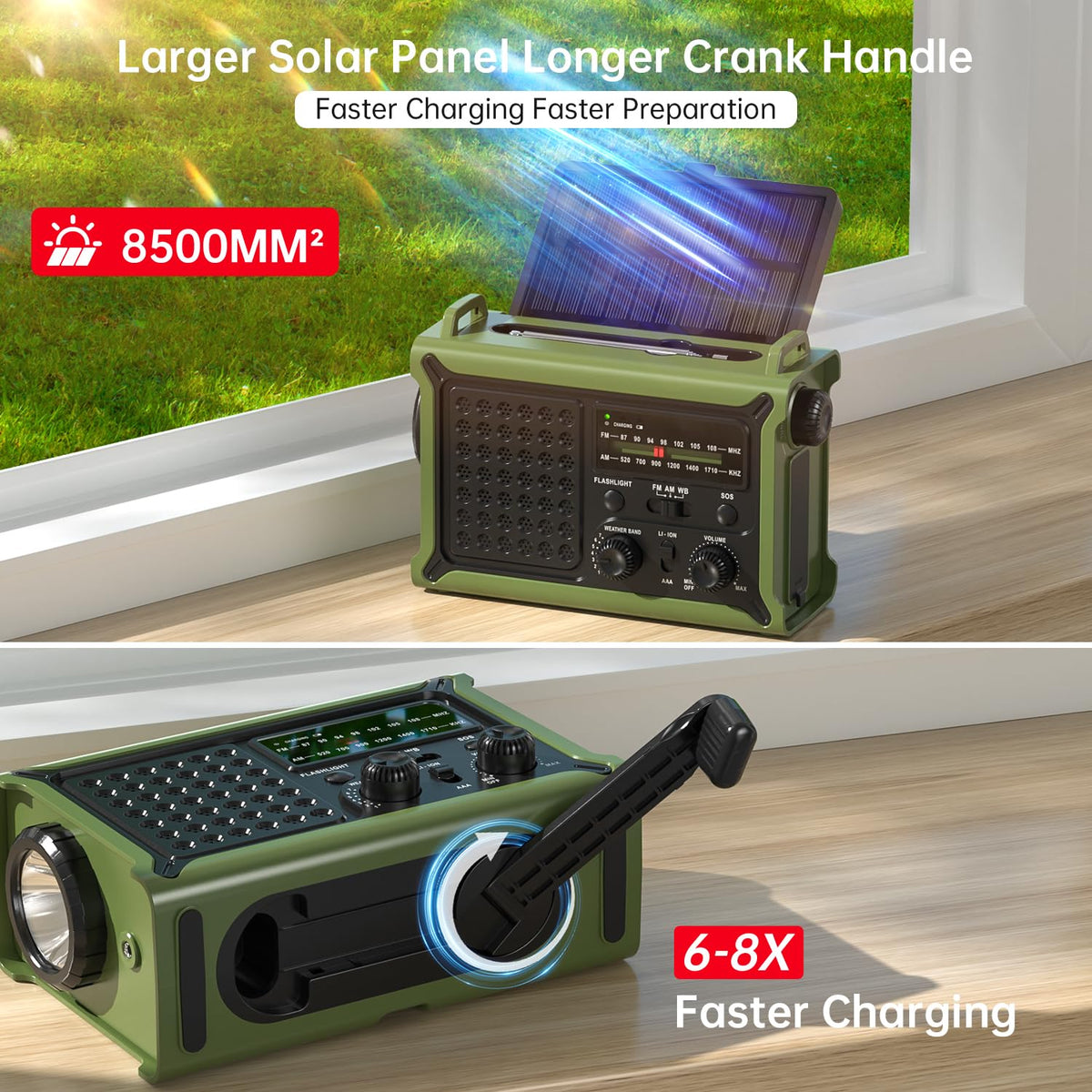 PPLEE hand crank and control buttons close-up, ensures manual power when needed