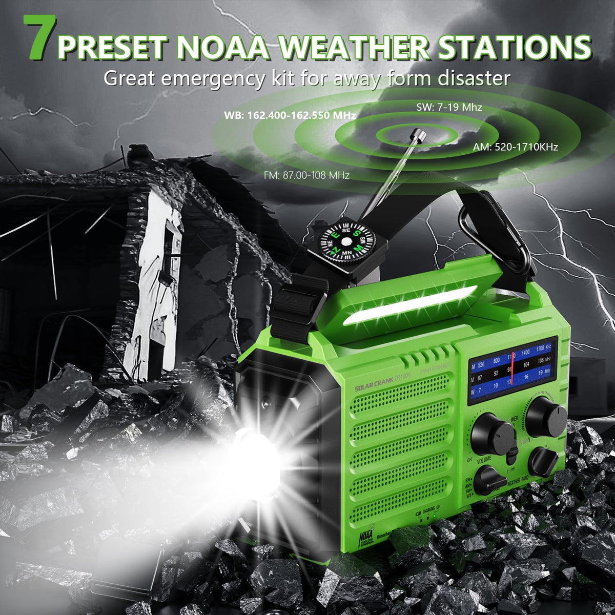PPLEE NOAA display and large volume knob for easy tuning and clear audio