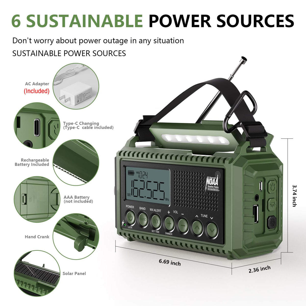 PPLEE solar panel and hand crank detail for reliable alternative charging