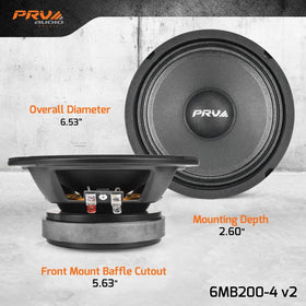PRV AUDIO 6MB200-4 ideal for small enclosures and tight trunk spaces