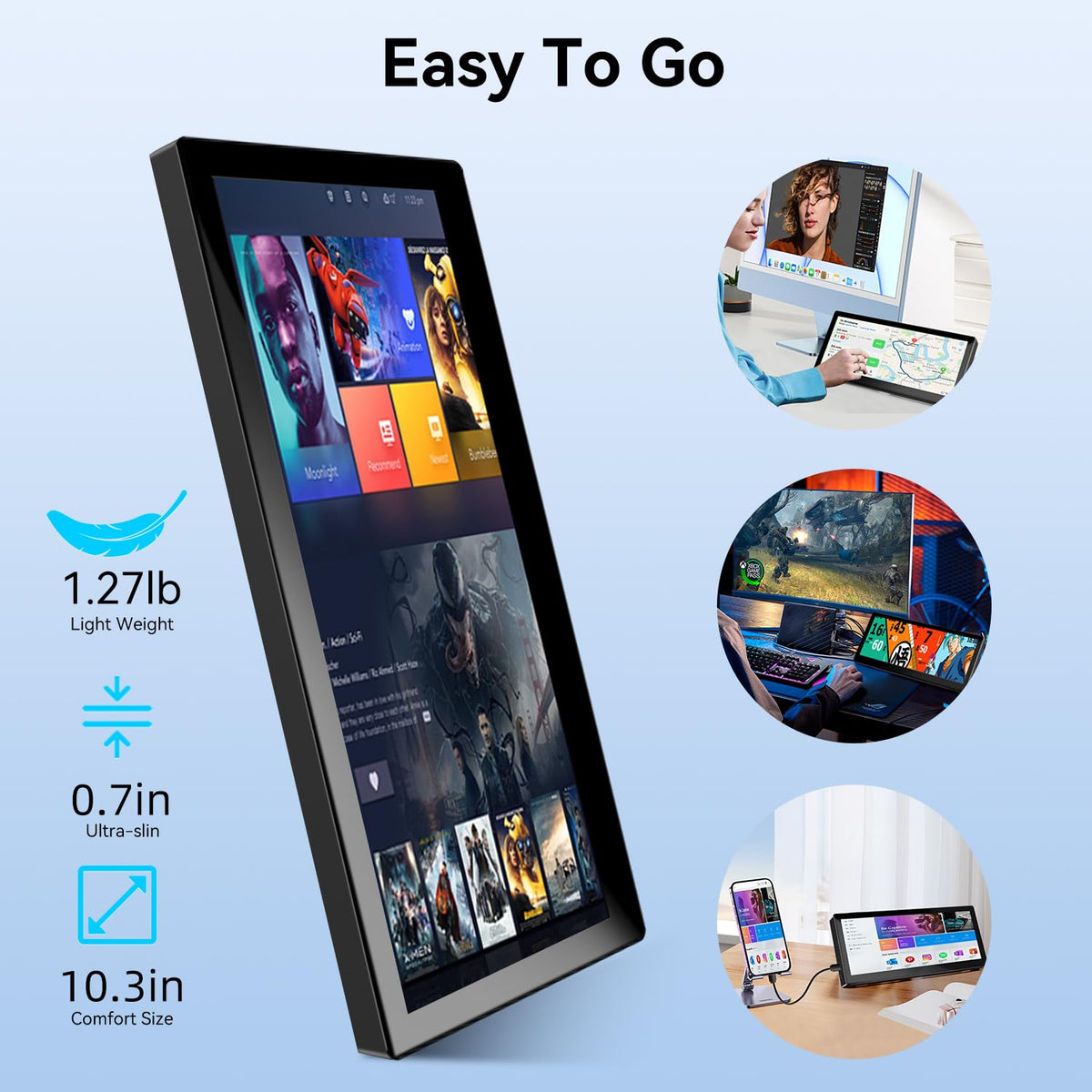 Prechen 10.3-inch monitor with 178-degree viewing for flexible positioning.