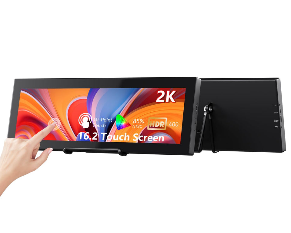 Prechen 16.2-inch 2K IPS stretched-bar monitor delivering vivid detail for portable setups.