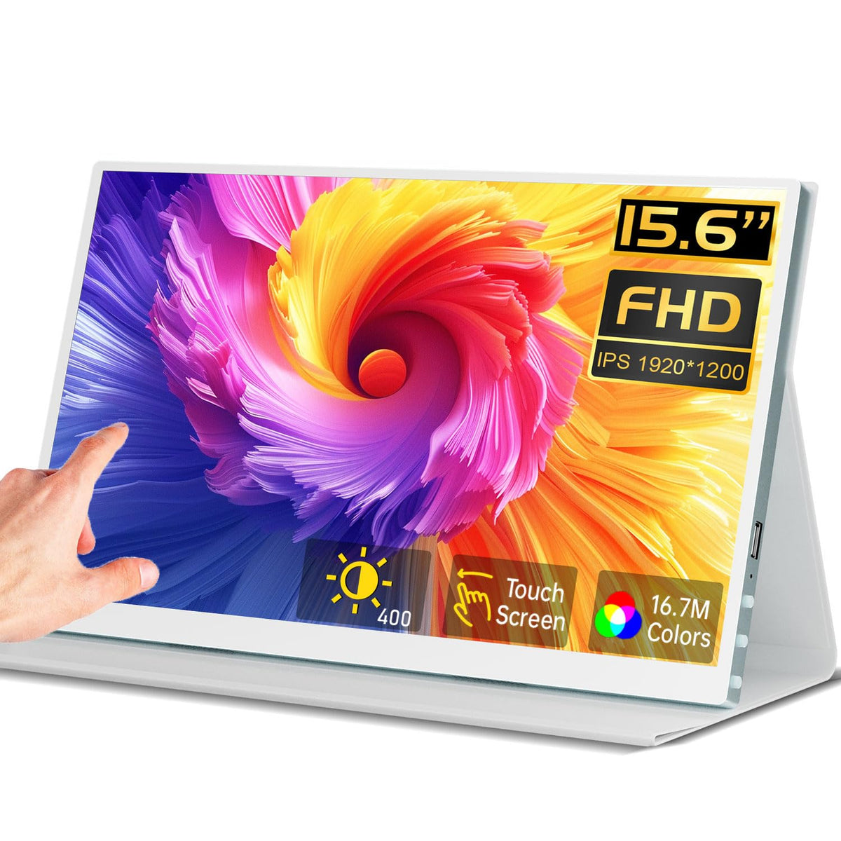 Prechen front view showing display and crisp FHD image for portable productivity