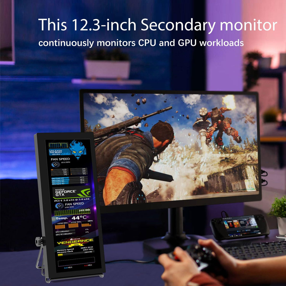 Prechen in use as laptop dual-screen setup, boosts productivity with extra workspace benefit