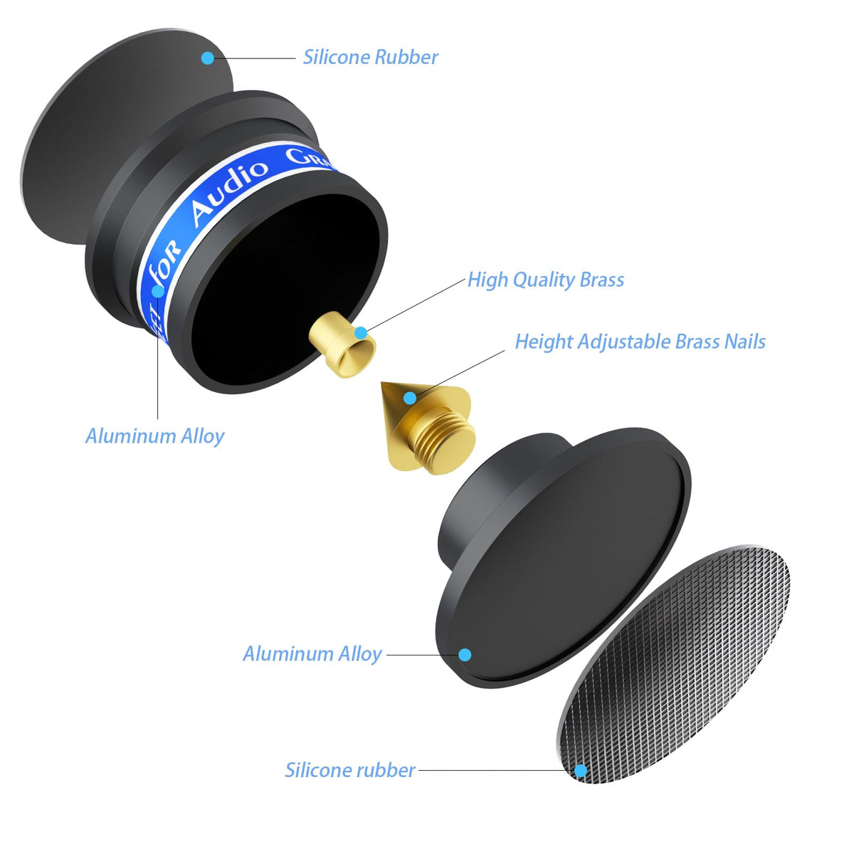Preffair anti-slip rubber pads on a floor stand provide stable positioning and reduced vibration.