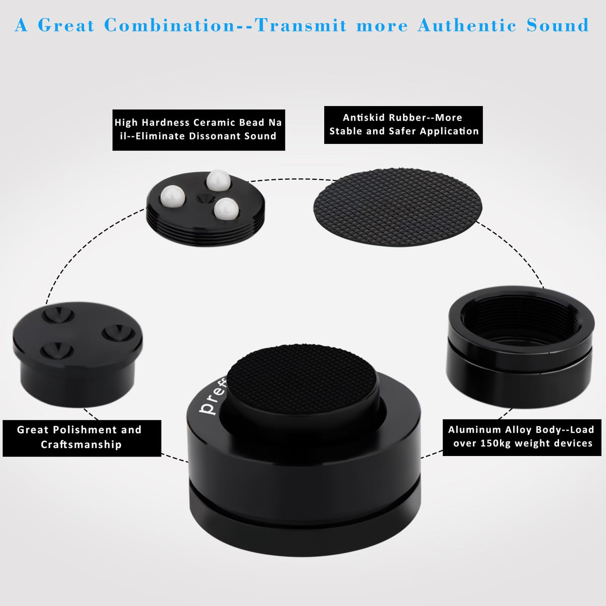 Speaker isolator cone pad shields components from floor vibrations