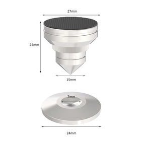 Preffair stainless steel spike base pads showing damping and contact surface