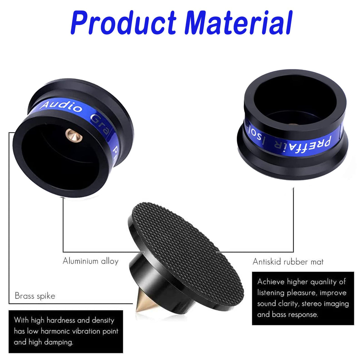 Preffair turntable setup with spikes improves low noise and precise tracking.