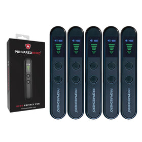 Prepared Hero Privacy Pen on a desk shows compact travel design for quick room checks.