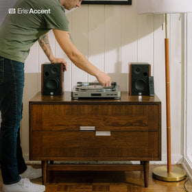 PreSonus Eris Accent remote control for convenient adjustments from any seat.
