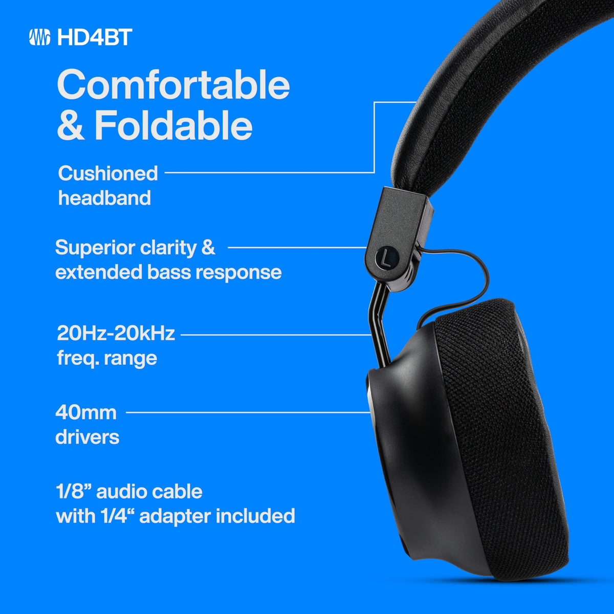 PreSonus Eris HD4BT folded compact for easy transport and space-saving storage benefit