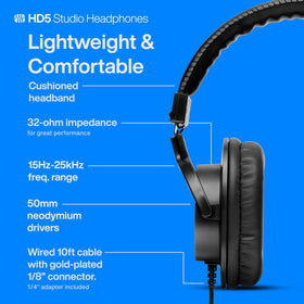 PreSonus HD5 on desk beside keyboard showing size and ergonomic fit for long sessions