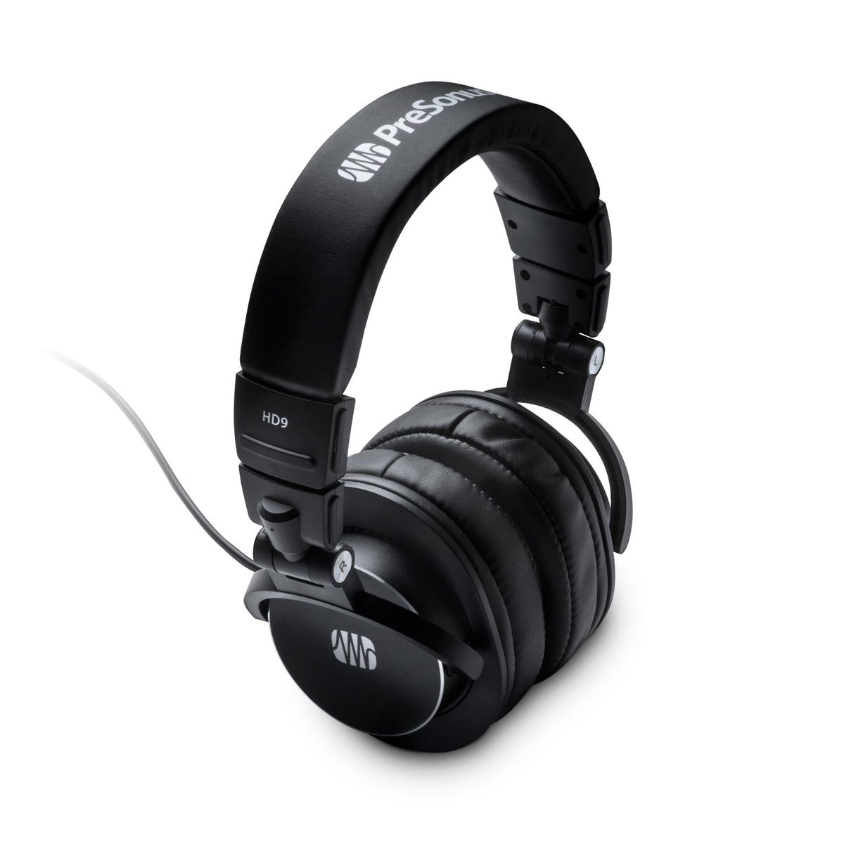 Presonus HD9 headphones close-up showing closed-back isolation for studio monitoring.