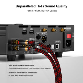 Primeda RCA cable with dual left-right contacts for stereo clarity