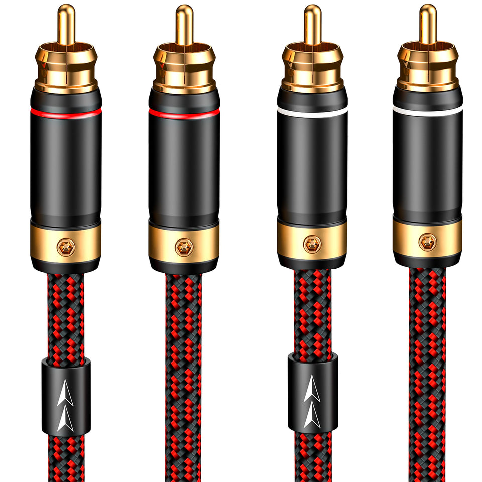 Primeda Audiophiles RCA cable showing outer diameter 6.2 mm for sturdy connections