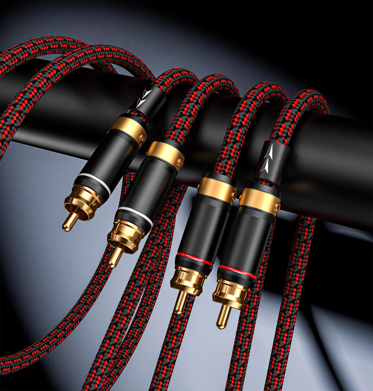 Primeda gold‑plated RCA plug closeup preventing corrosion loss