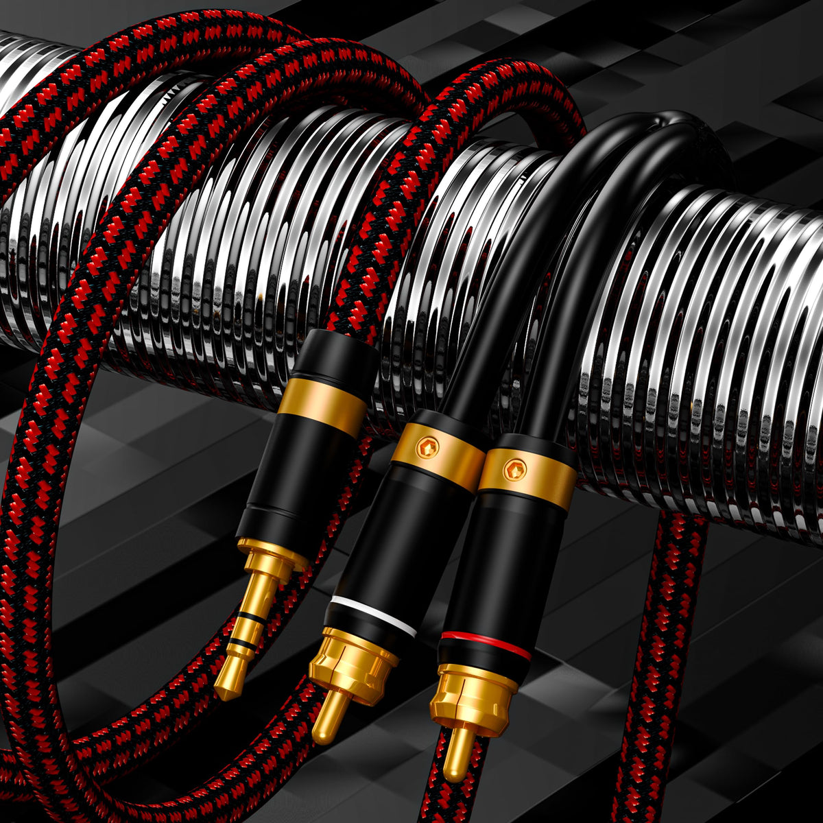 Primeda gold-plated RCA connectors emphasize premium durability and EMI resistance