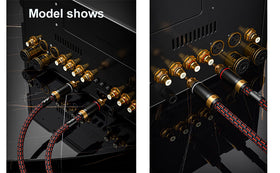 Primeda cable installed in a stereo system demonstrating clean signal routing