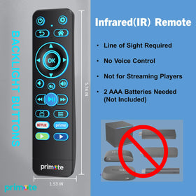 primote being used with a Fire/Roku TV in a living room for convenient control