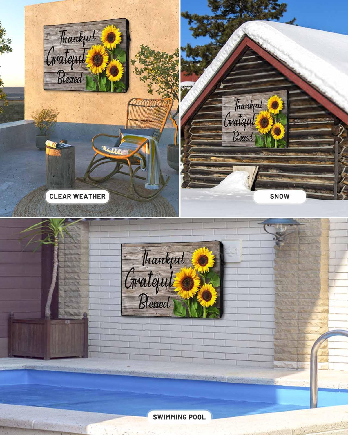 PRINT PICTURE ARTHOME sunflower plank pattern on cover enhancing outdoor décor
