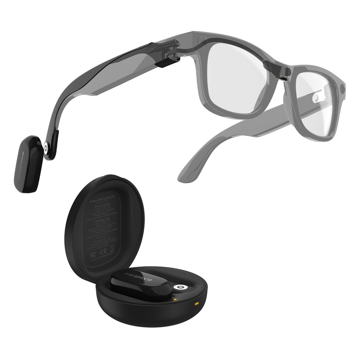 PRISMXR Carina C2 snap-and-go link showing quick magnetic connection for Ray-Ban Meta