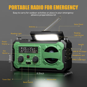 Pristar in a camping scene providing weather alerts and lighting outdoors