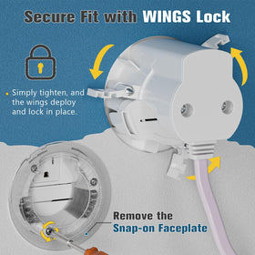 PRLF 6ft extension cord and connectors showing flexible reach to nearby outlets