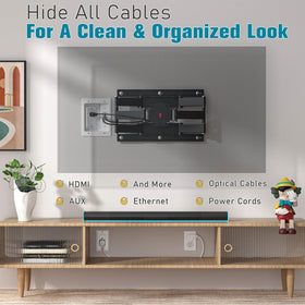 PRLF brush plate hides low-voltage cables for a clean media setup.
