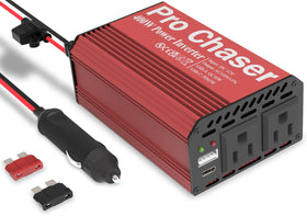 Pro Chaser front panel showing twin AC outlets and ports for reliable power