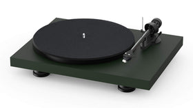 Pro-Ject Debut Carbon EVO green turntable front view for an elegant vinyl setup.