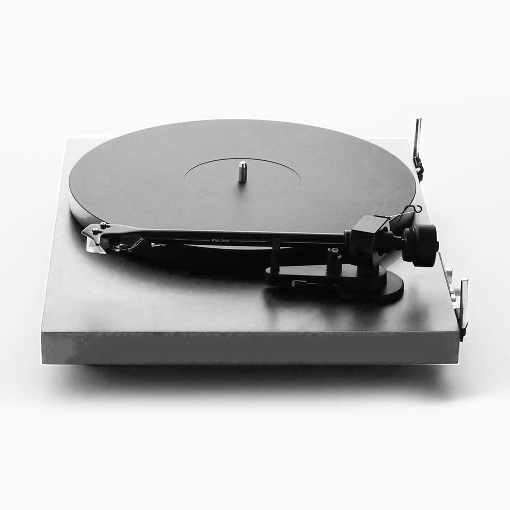 Pro-Ject Debut EVO 2 platter close-up showing anti-magnetic die-cast aluminum for low distortion