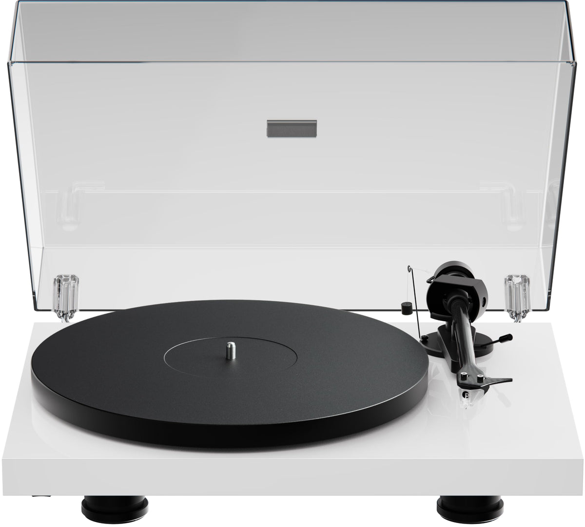 Pro-Ject Debut EVO 2 platter close-up shows anti-magnetic aluminum stability.