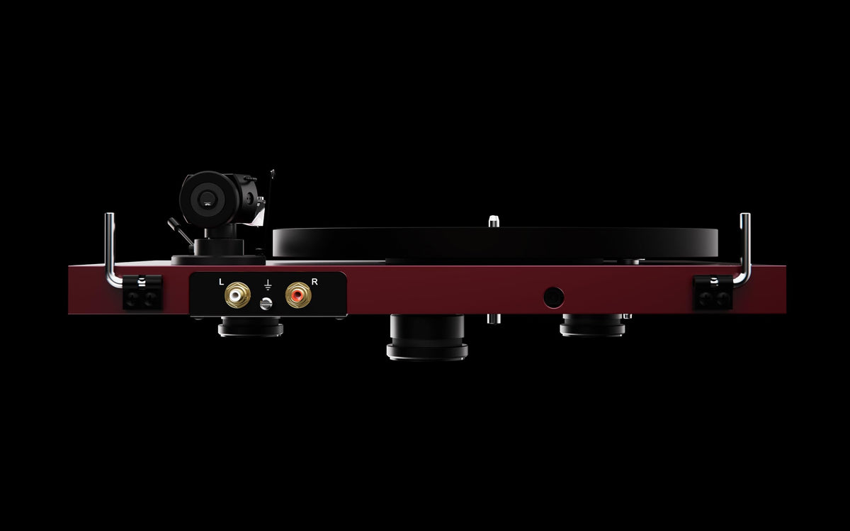 Pro-Ject Debut EVO 2 Satin Yellow tonearm close-up for precise setup.