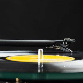 Pro-Ject T1 Evo front view highlighting sleek black design.