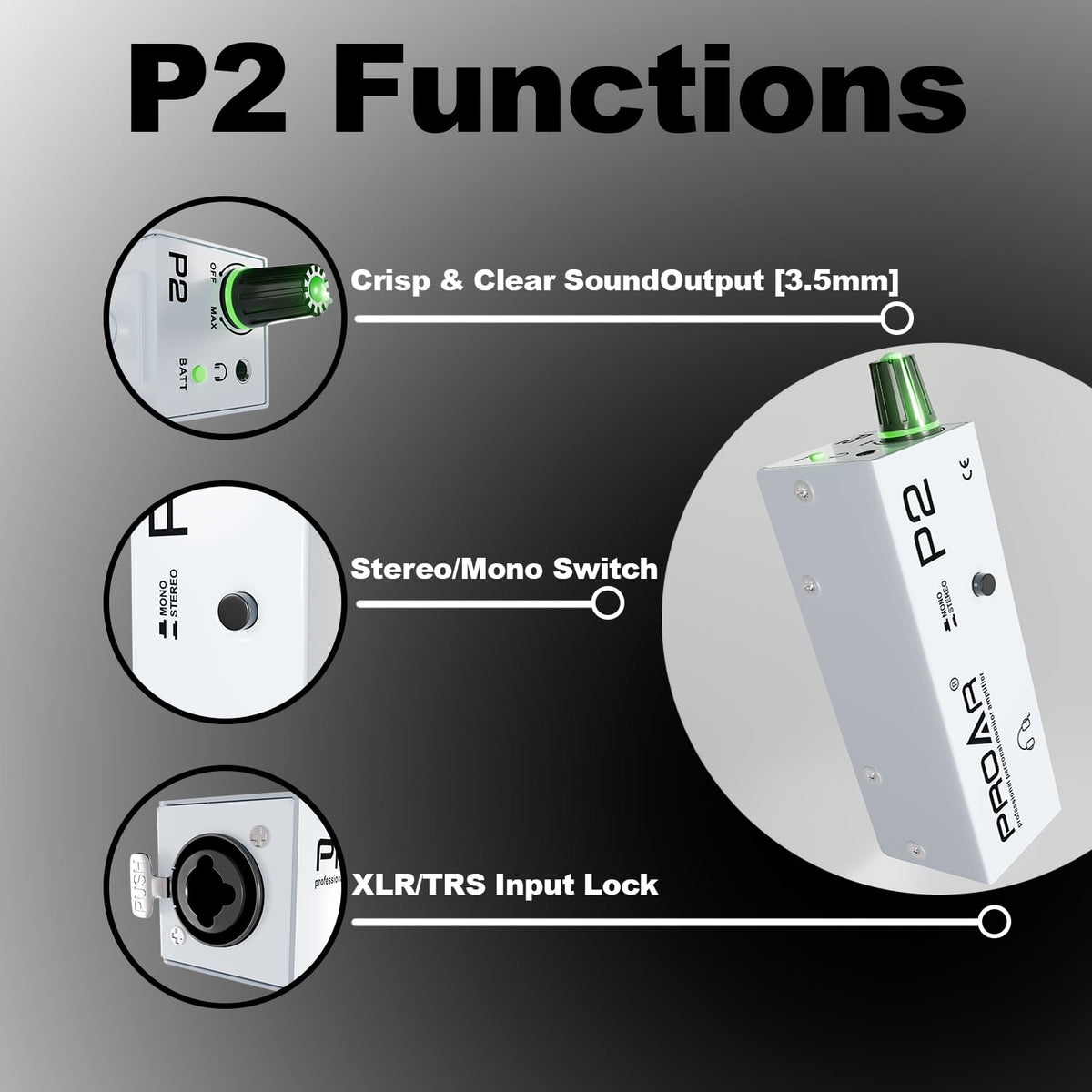 PROAR P2 mono/stereo switch in action for flexible monitoring