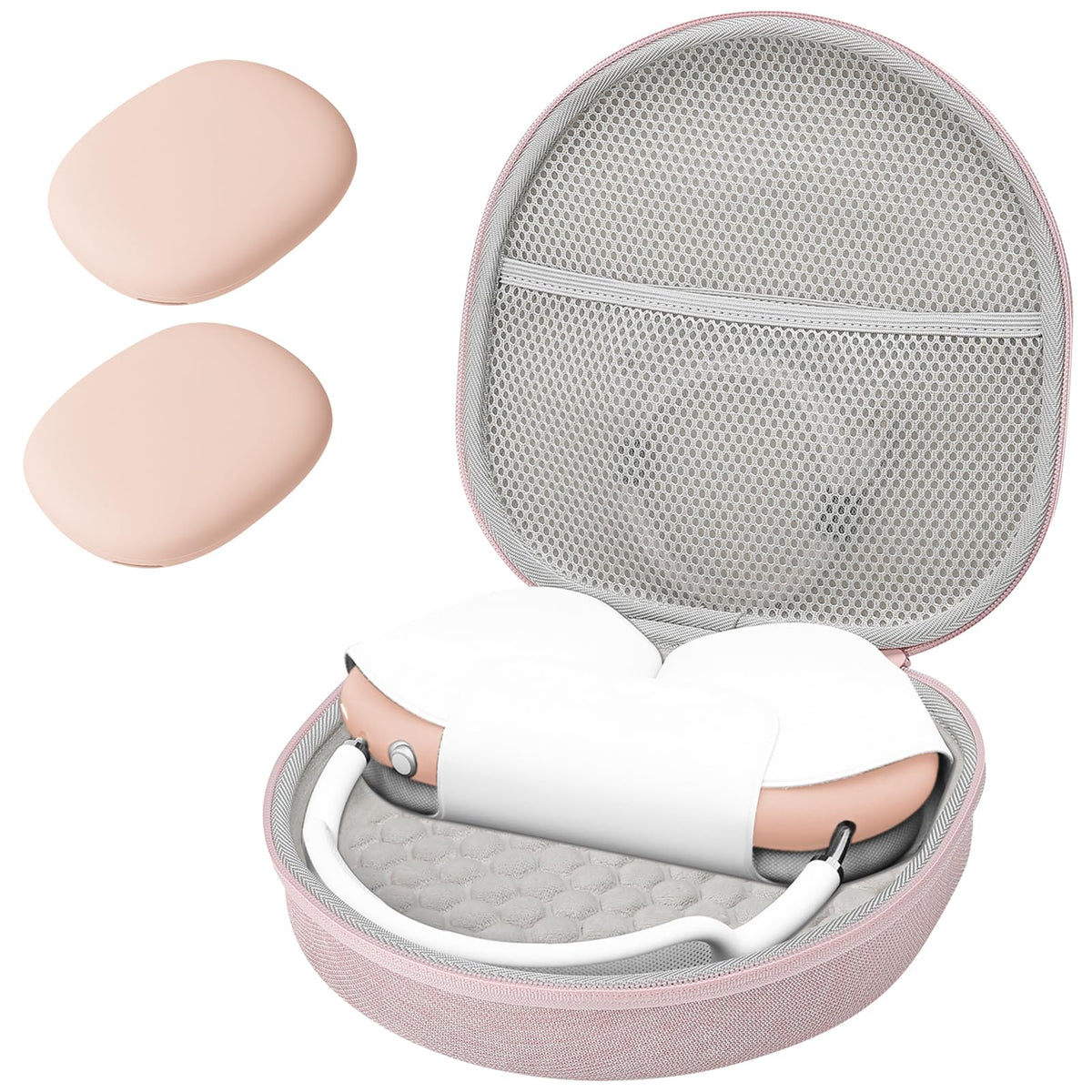 ProCase AirPods Max hard case exterior in pink provides rugged protection during travel