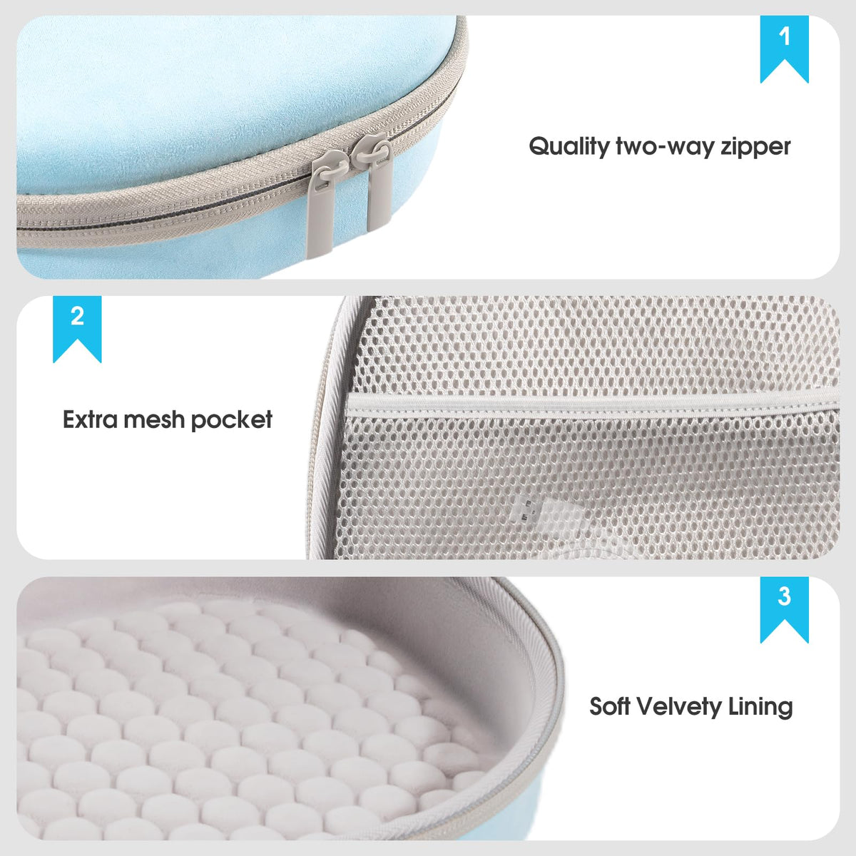 Interior of ProCase AirPods Max case with soft lining protecting cushions