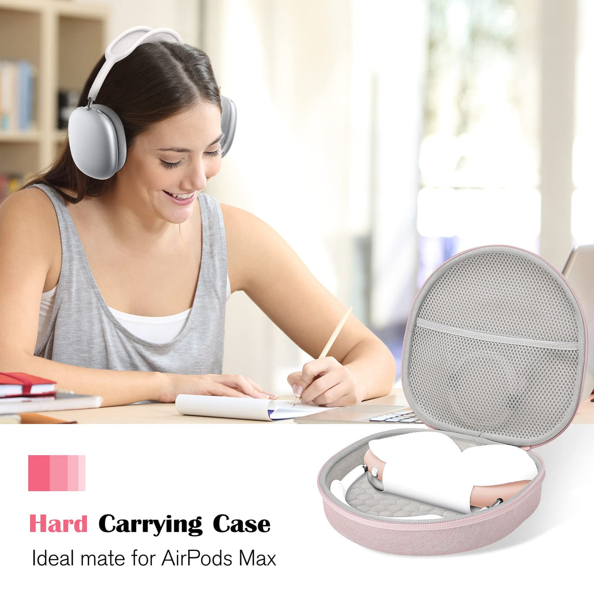 ProCase AirPods Max interior with soft lining cushions the ear cups during storage